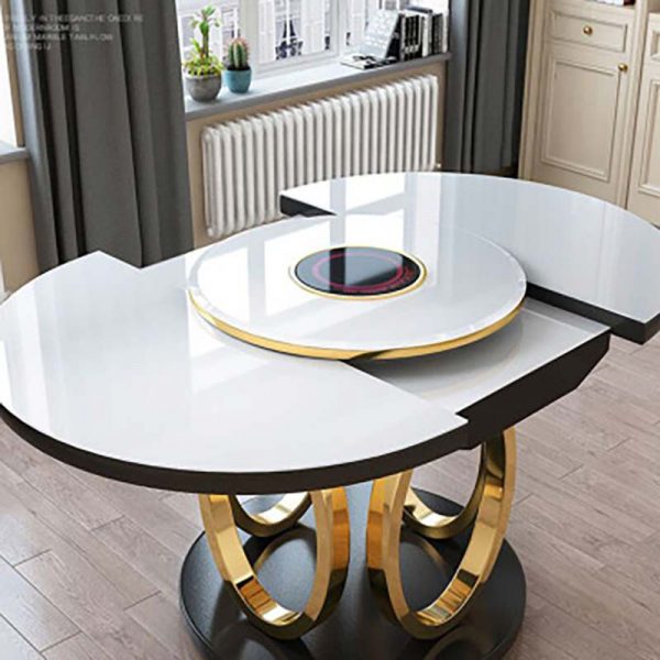 glass extendable round dining table