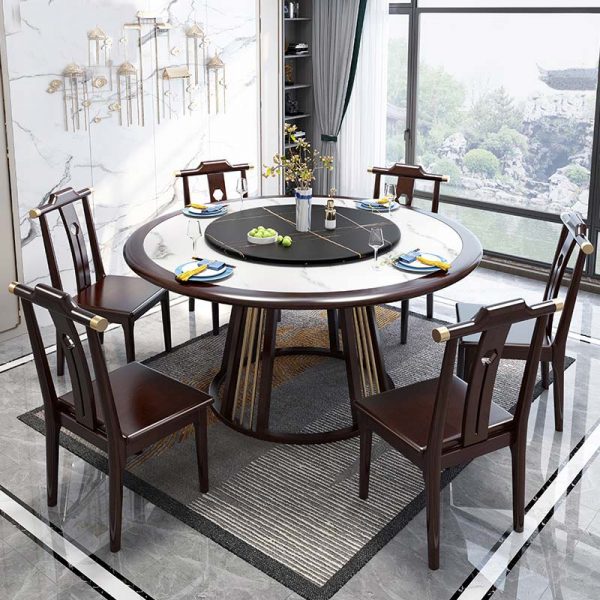 light wood round dining room table