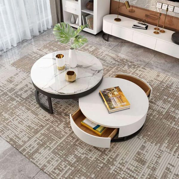 round white coffee table set