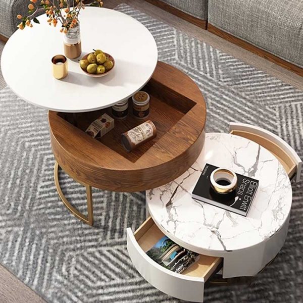 round cocktail table with storage