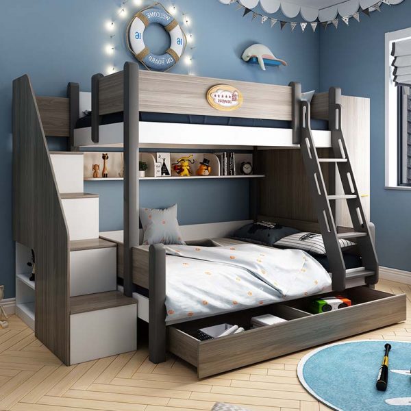 Space Optimising Wooden Children Bunk, Toddler Bunk Bed With Drawers
