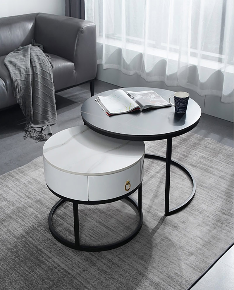 white round coffee table set