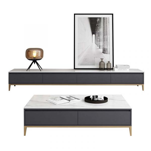 grey sideboard and coffee table