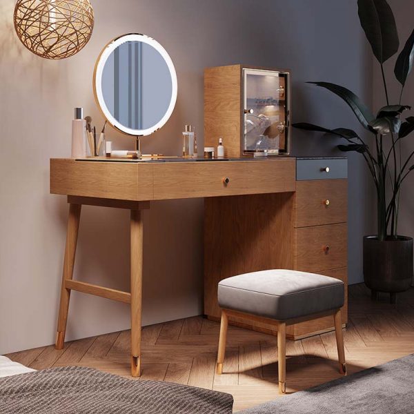 wooden dressing table with lights