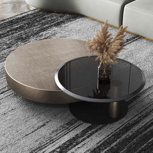 steel round coffee table