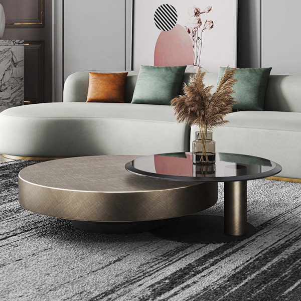 steel round coffee table